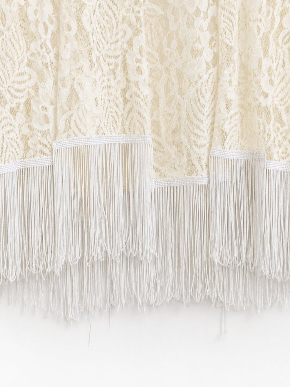 Queens Ivory Lace Fringe Duster Cardigan Women’s Large - Picture 7 of 7